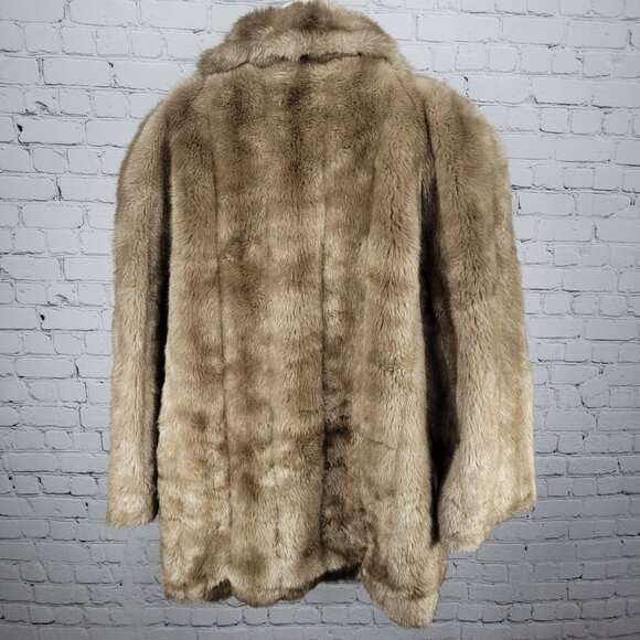 VTG Style VI Ltd Brown Faux Fur Hook & Loop Pockets Collared Lined Coat USA 18 - Picture 2 of 16